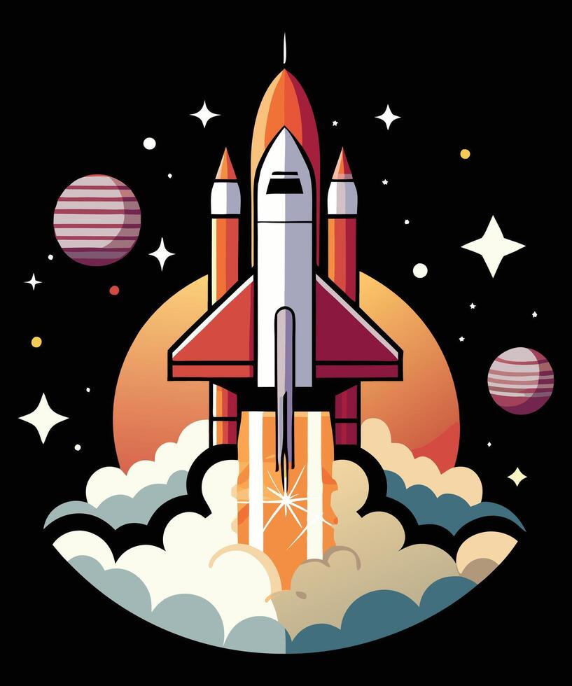To the Stars, Shuttle stencil Design. vector