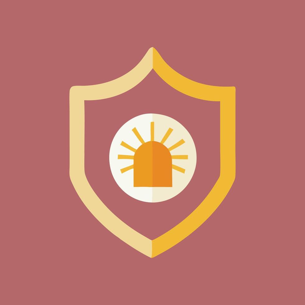 A shield with a sun on it vector