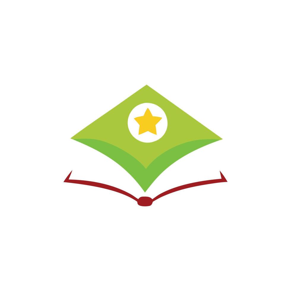 A green book with a star on it vector