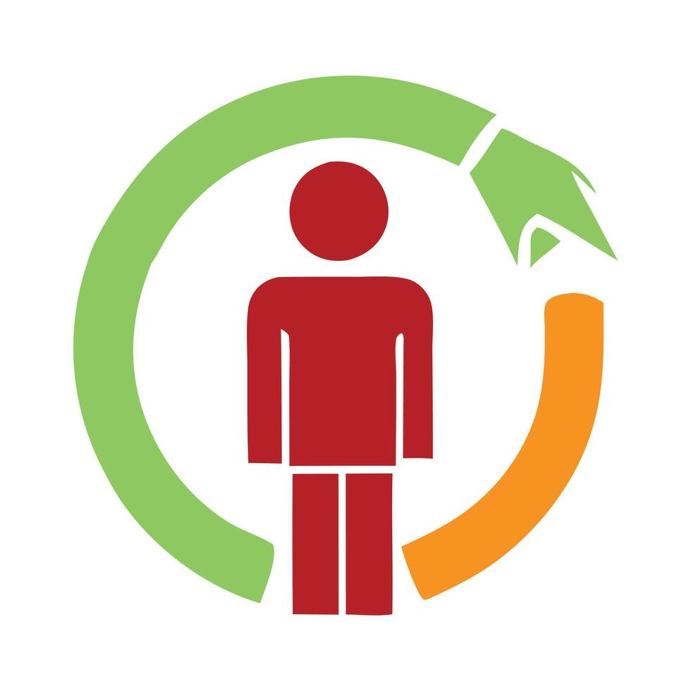 A person is holding a green arrow and a red arrow vector