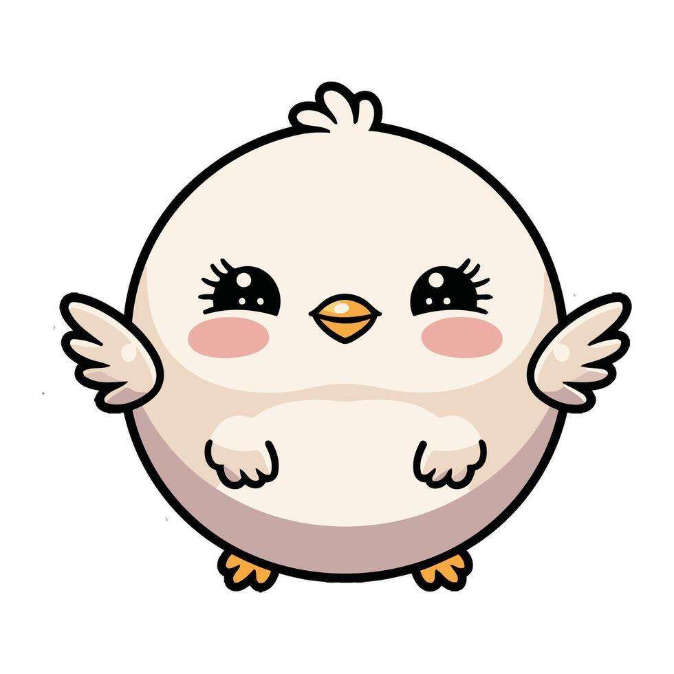 Chibi Bird Laughing with small wings vector