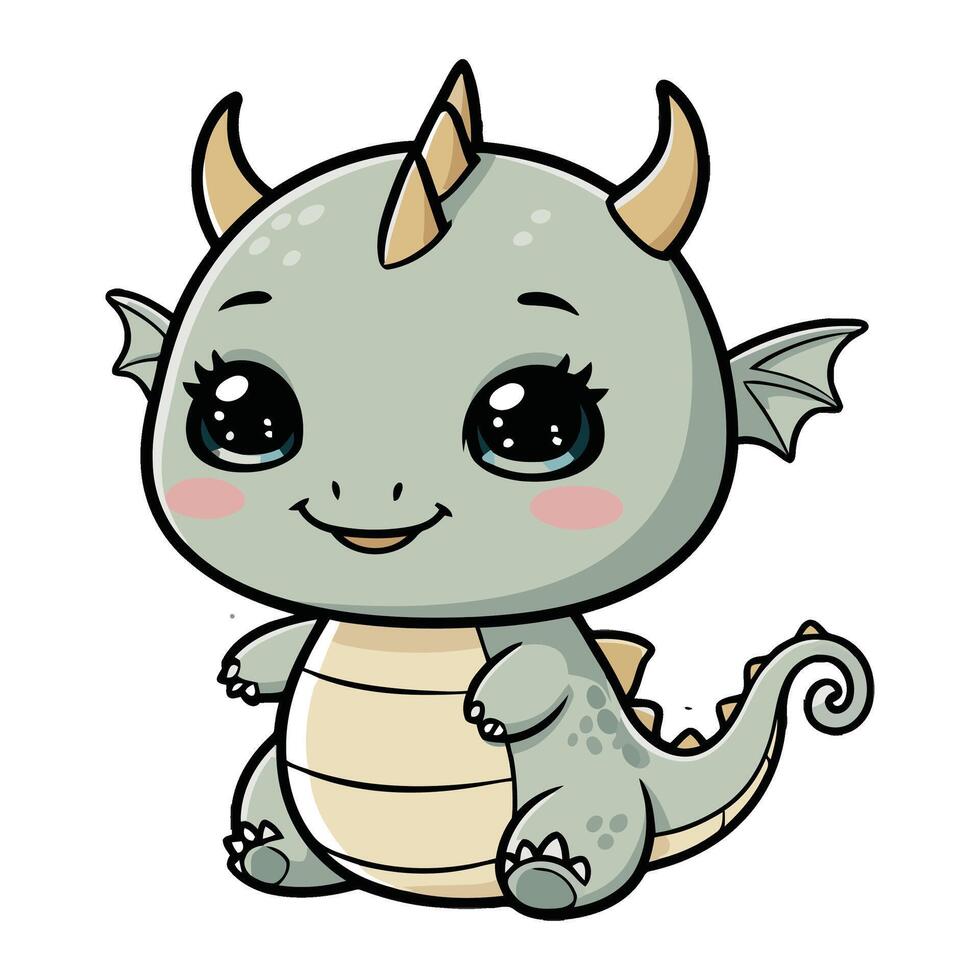 Smiling Chibi Dragon Relaxing vector