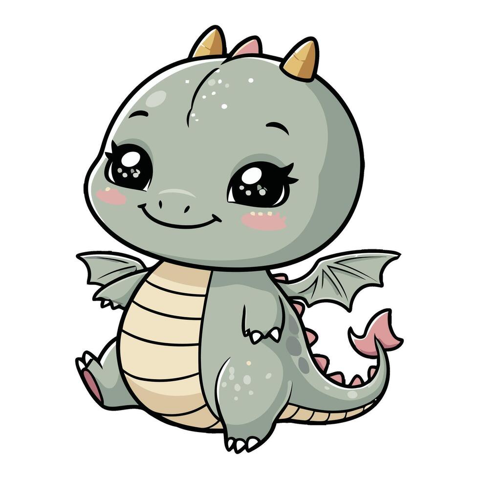 Smiling Chibi Dragon vector