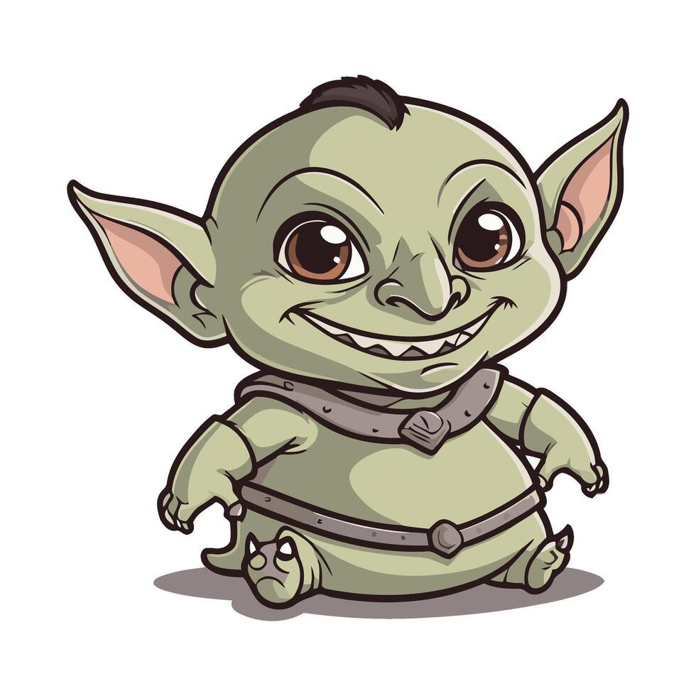 A cartoon baby yoda with big eyes and a smile vector