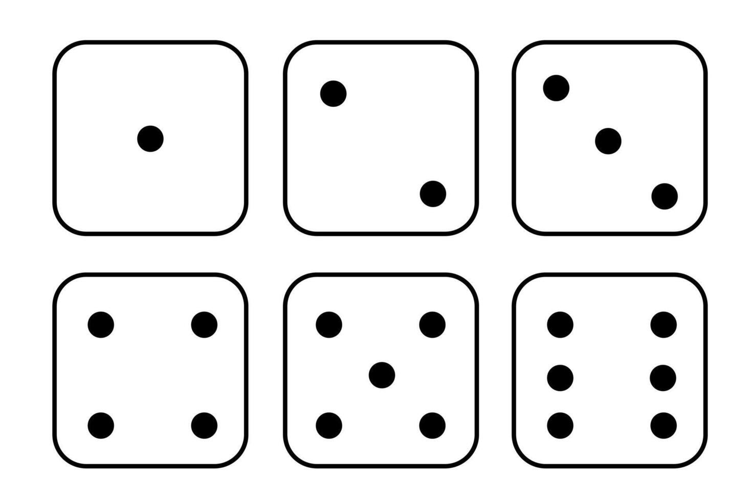 Minimalist dice set. Dice signs Isolated on white background. illustration for game design and learning materials vector