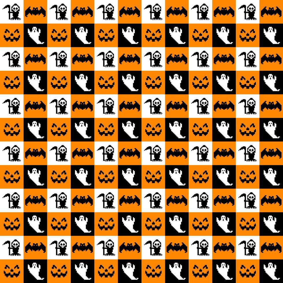 Illustration, Halloween cross stitch, haunted wallpaper, pattern, Halloween pattern, Halloween background, black, orange, Halloween decoration, embroidery, seamless embroidery, high quality vector