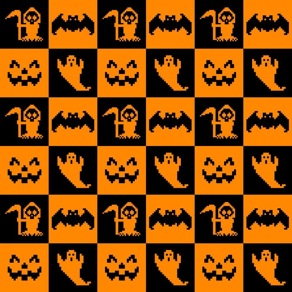 Illustration, Halloween cross stitch, Spooky ghost wallpaper, Pattern, Halloween pattern, Halloween background, Black, Orange, Halloween decoration, Embroidery, Seamless embroidery, High quality vector
