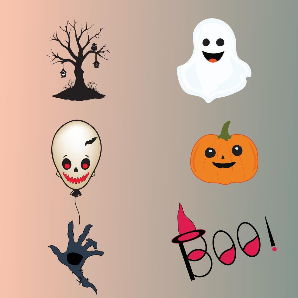 Collection of Halloween horror decoration objects vector
