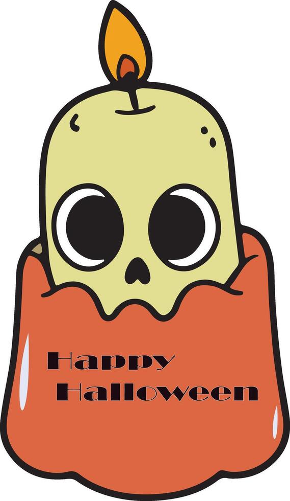 Halloween candles on Pumpkins illustration with happy Halloween greeting. vector