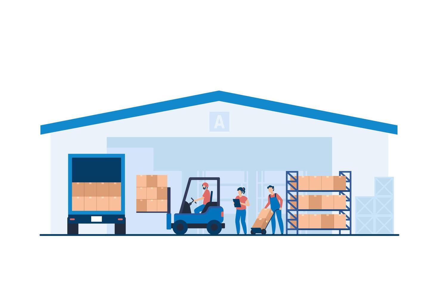 Warehouse Logistics Team Organizing Efficient Deliveries with Optimized Inventory Management and Distribution Systems. vector