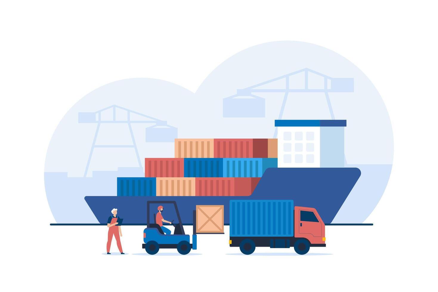 Comprehensive Logistics Solutions for Optimized Transportation and Efficient Distribution Networks. Streamlined Supply Chain Management and Freight Handling for Improved Operations. vector