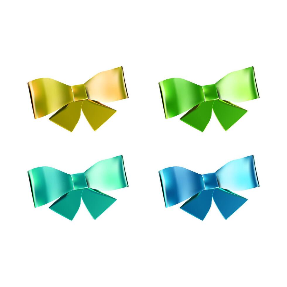 Realistic 3d gift bow celebration party set vector