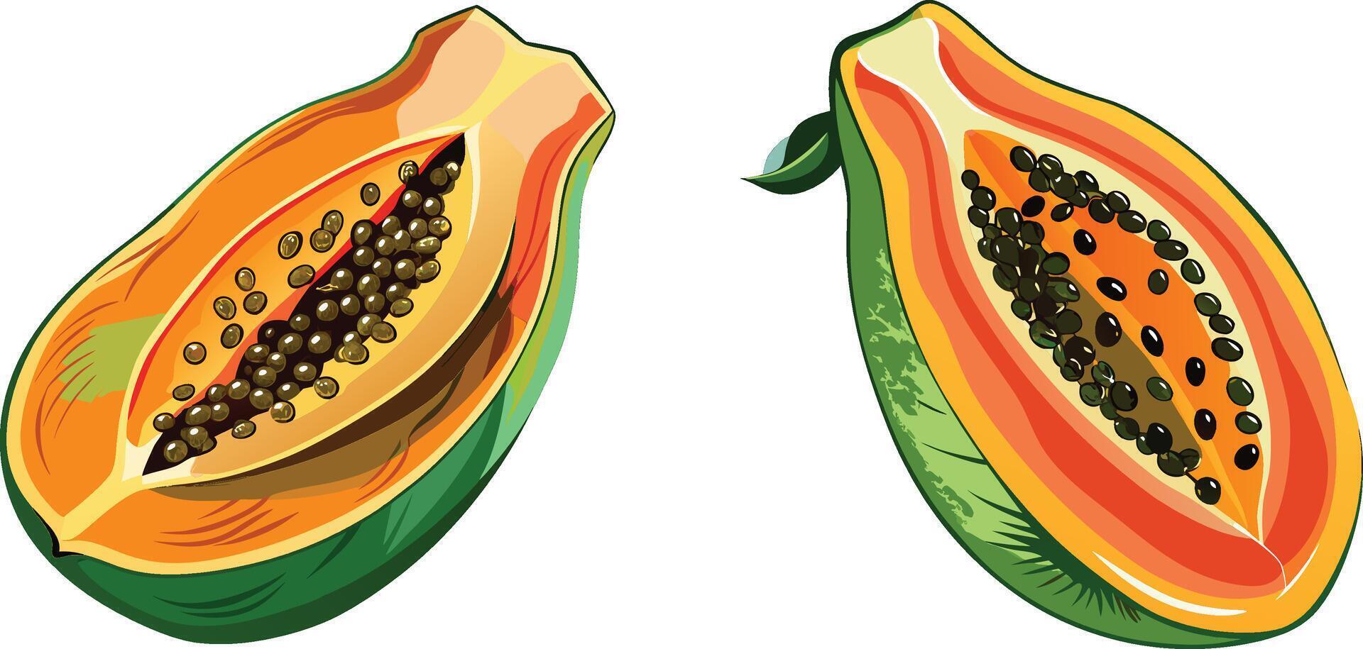Papaya slice 3d sticker design vector