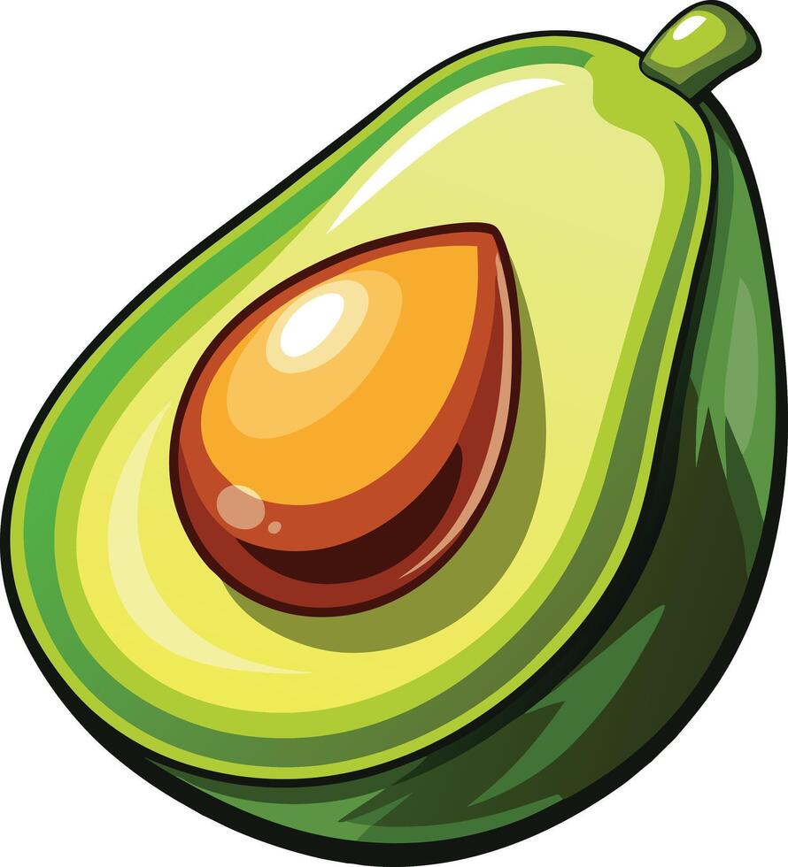 Avocado slice 3d sticker design vector