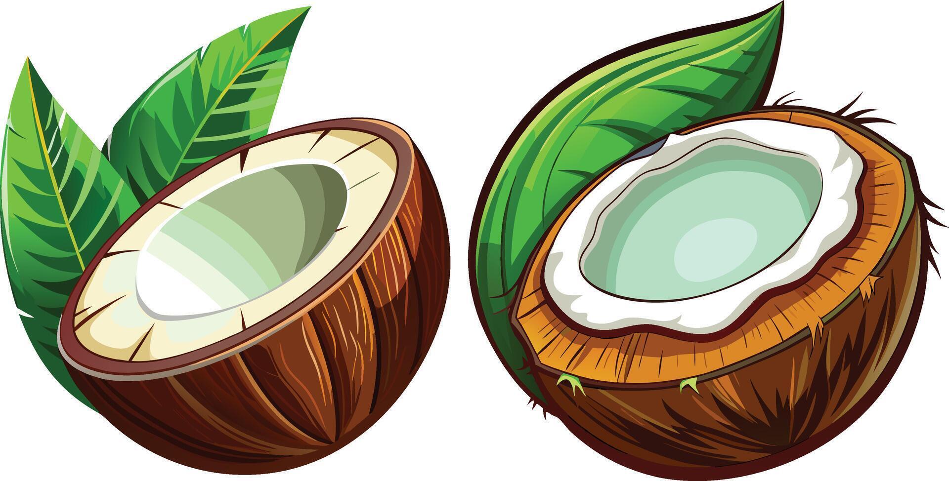 Coconut slice 3d sticker design vector