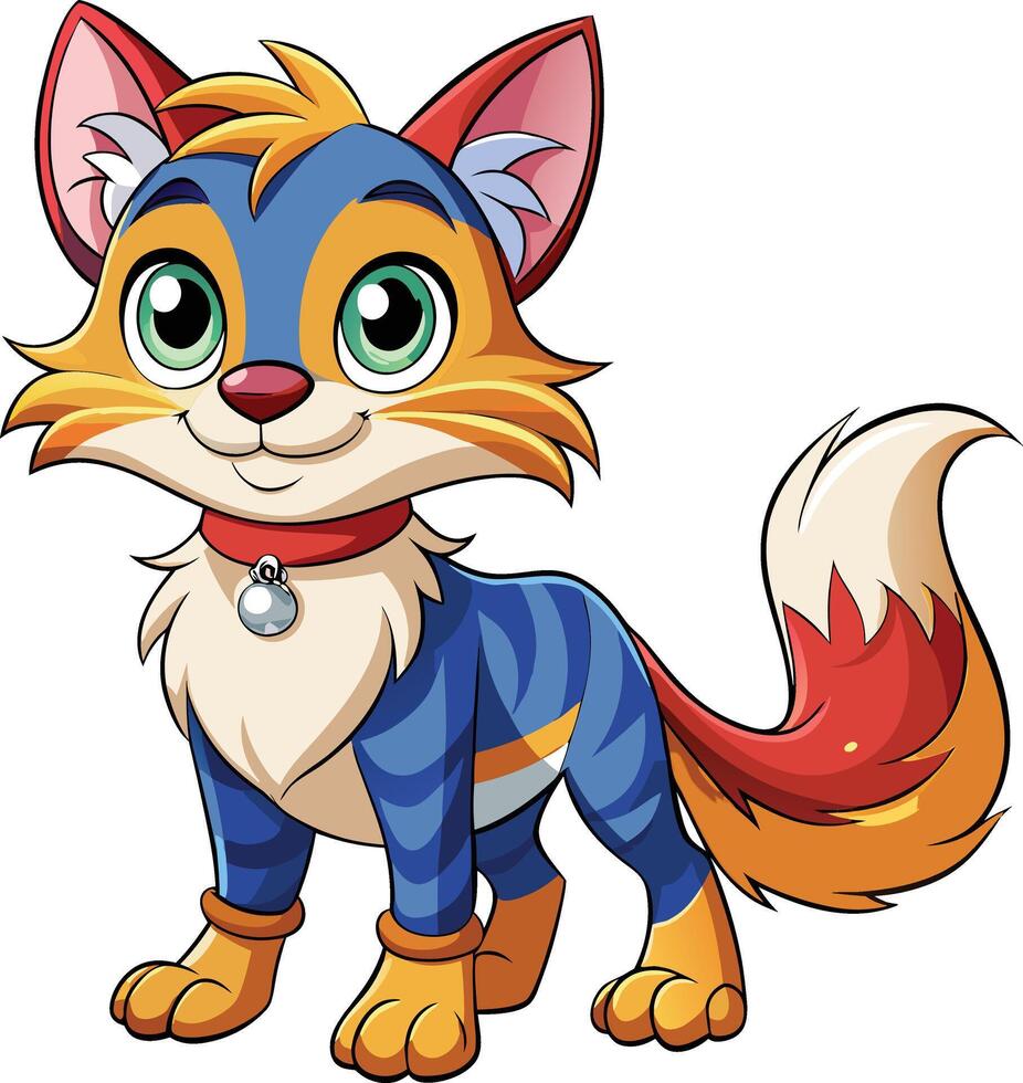 Cute looking cat mascot character 3d disney cartoon style sticker design vector