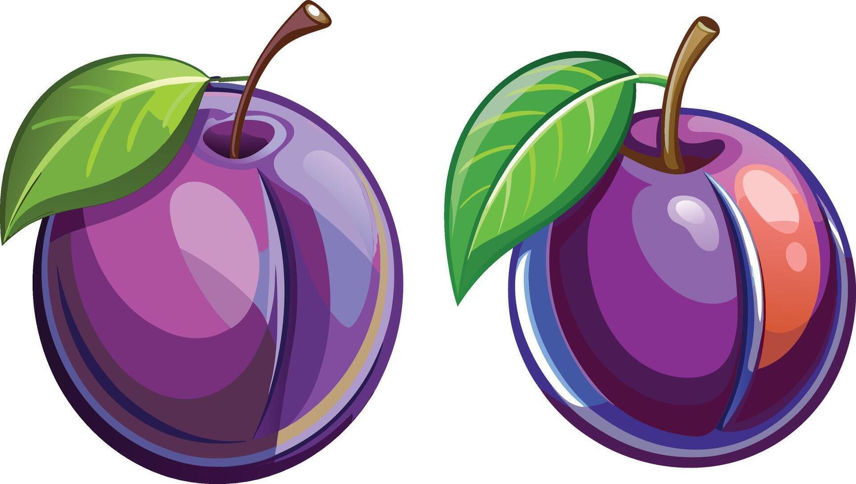 Plum 3d sticker design vector