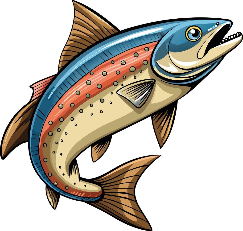 Salmon mascot sticker design vector