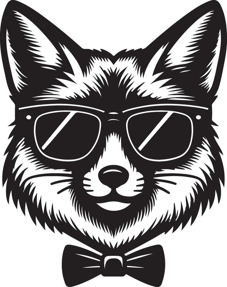 Fox with sunglass silhouette design vector