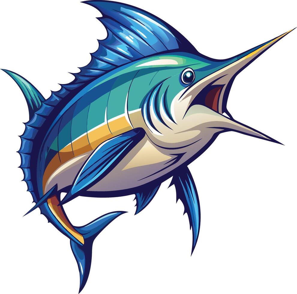 Marlin mascot sticker design vector