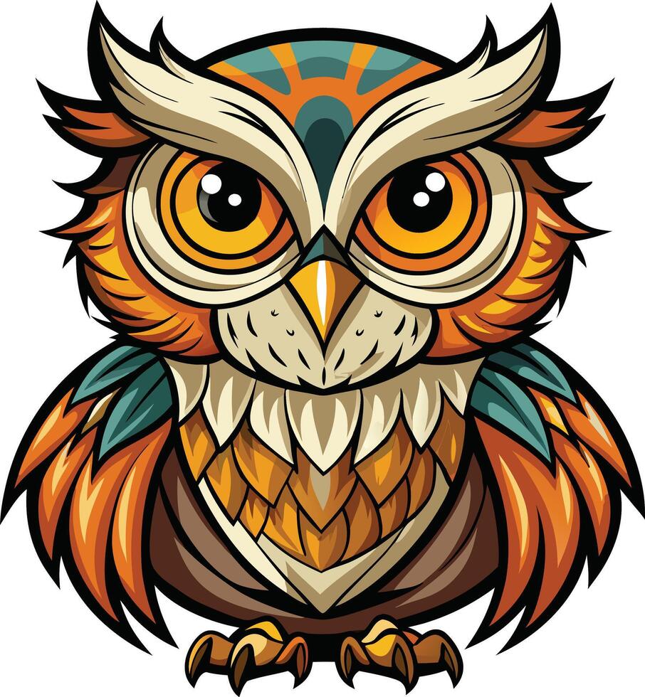 Owl mascot character sticker design vector