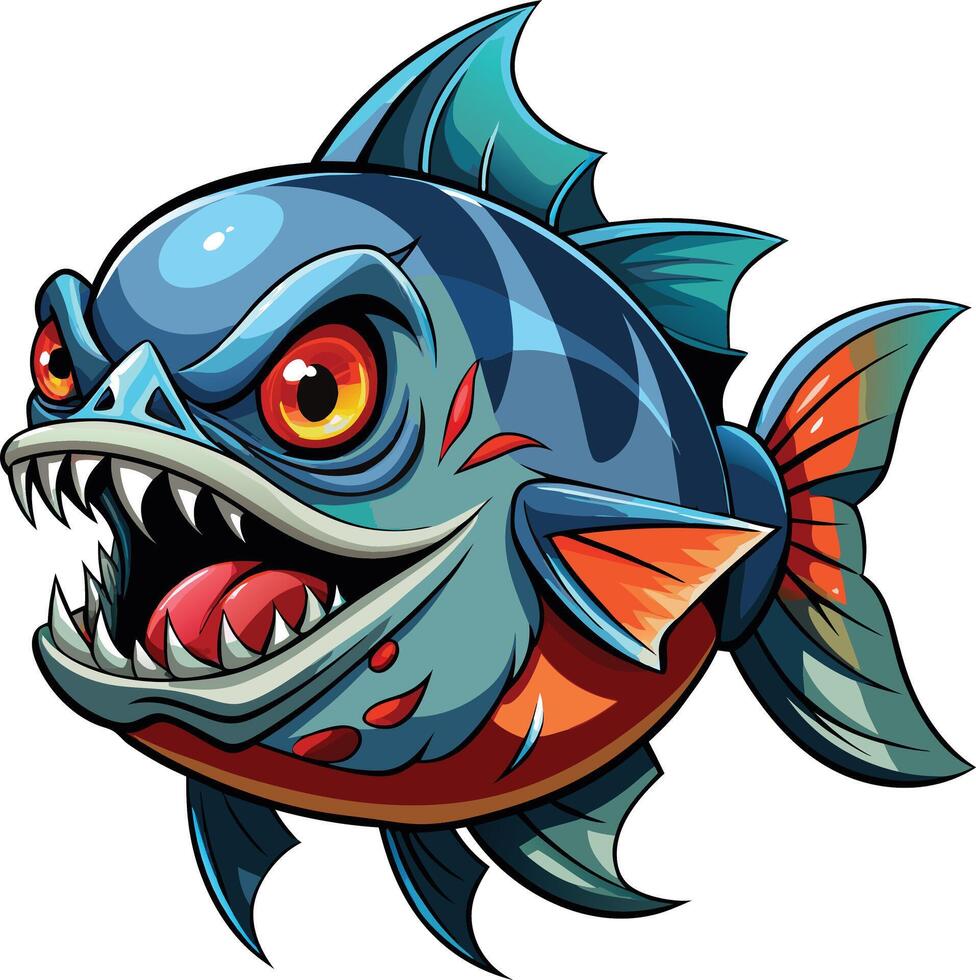 Piranha mascot sticker design vector
