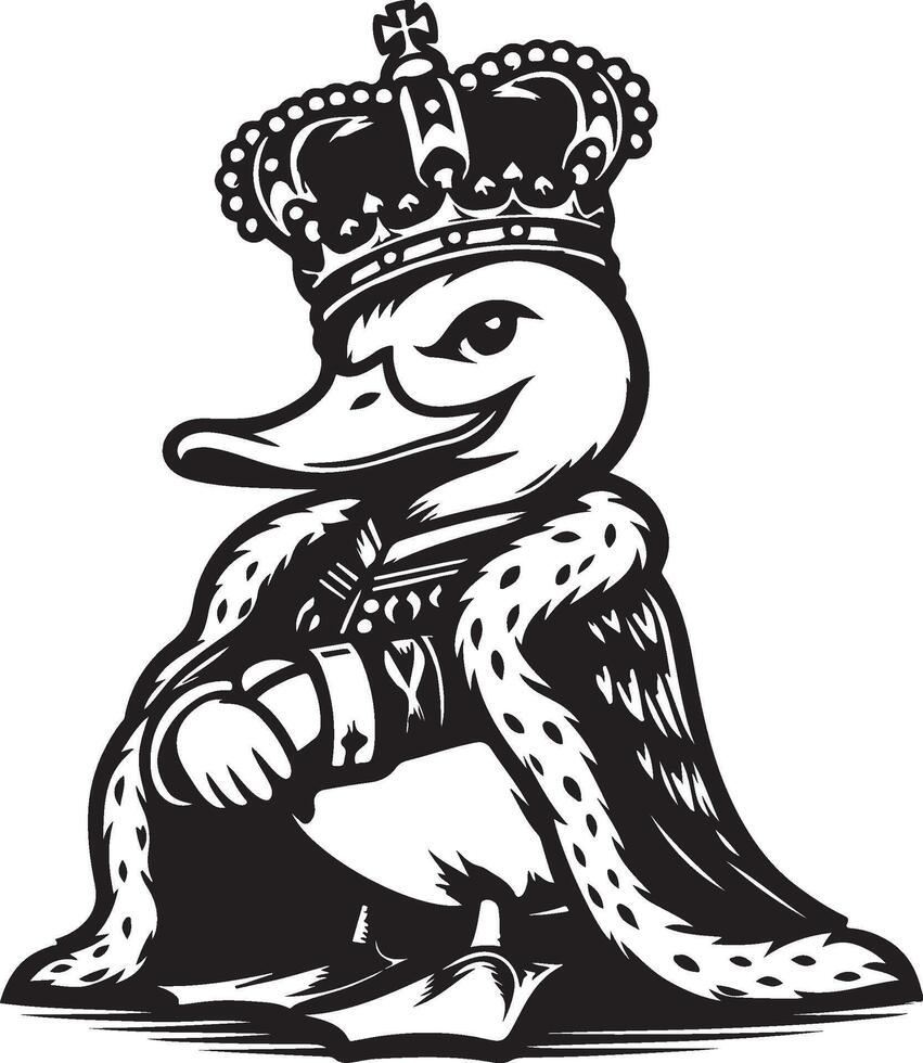 King duck mascot design vector