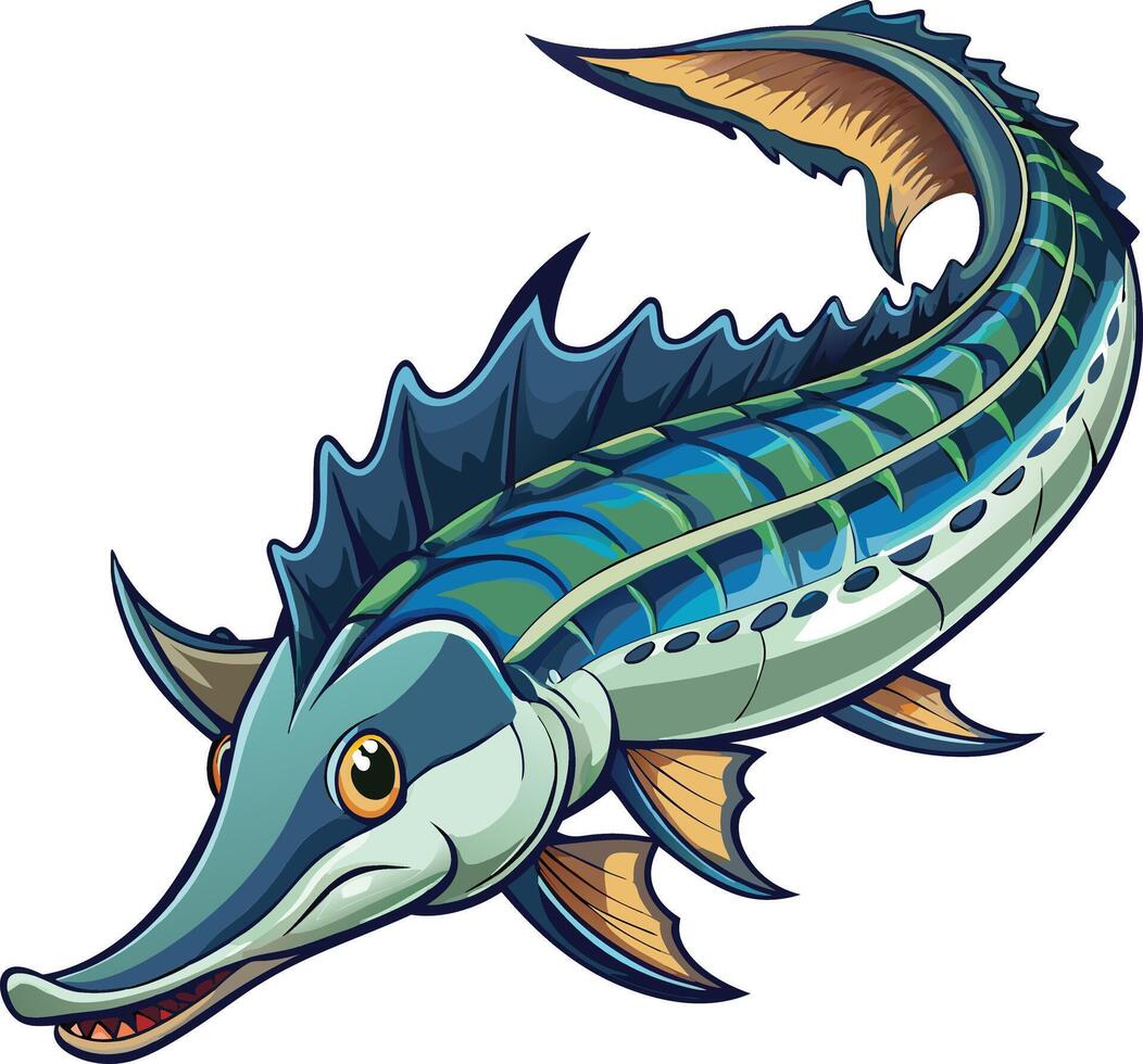 Sturgeon mascot sticker design vector
