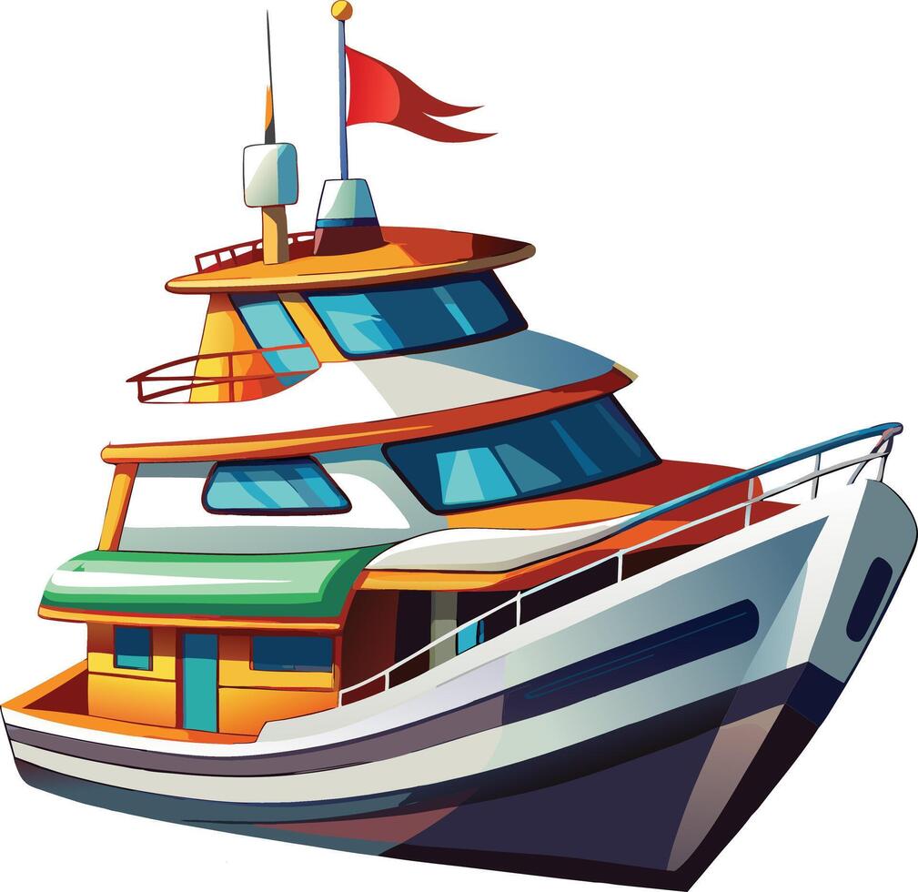Boat 3d sticker design vector