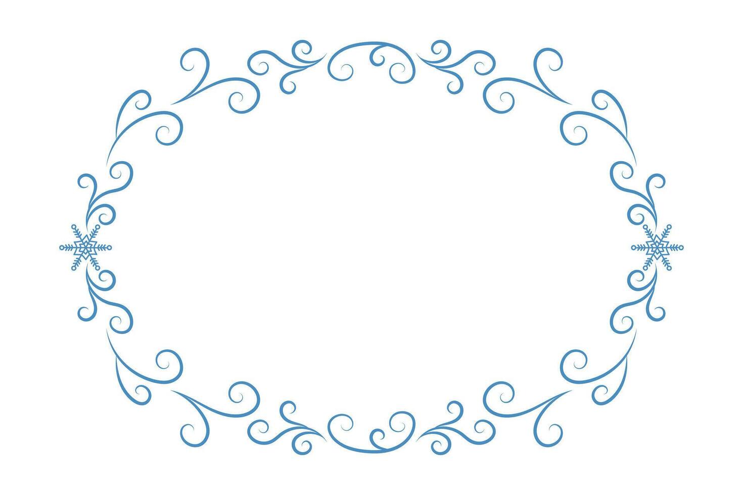 Oval Christmas FRAME WITH CURLS. Winter frame with empty space for text. Christmas and New Year. Isolated illustration. vector