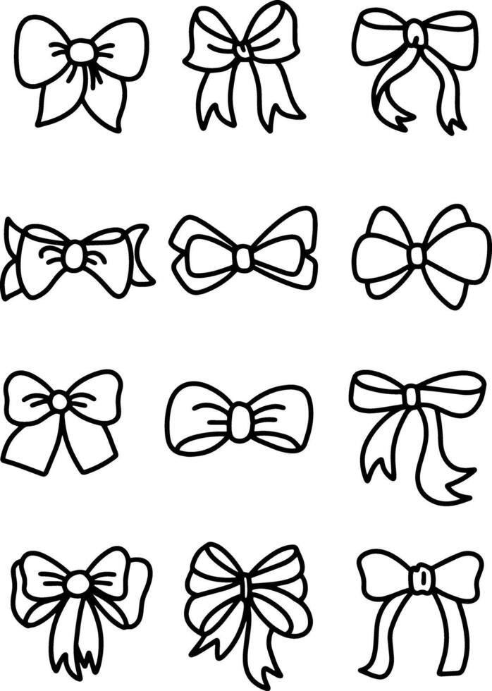 hand drawn cute ribbons for templates vector