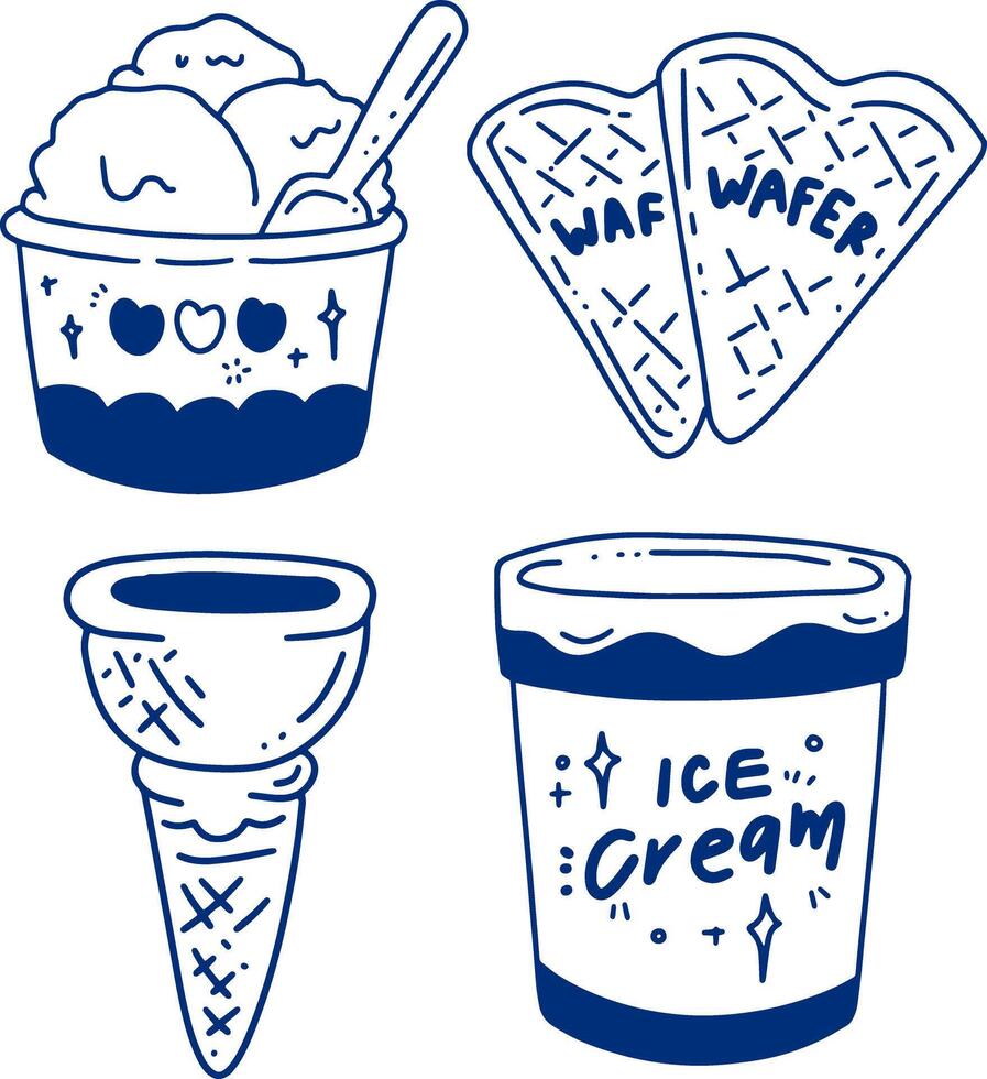 hand drawn cute element about ice cream vector