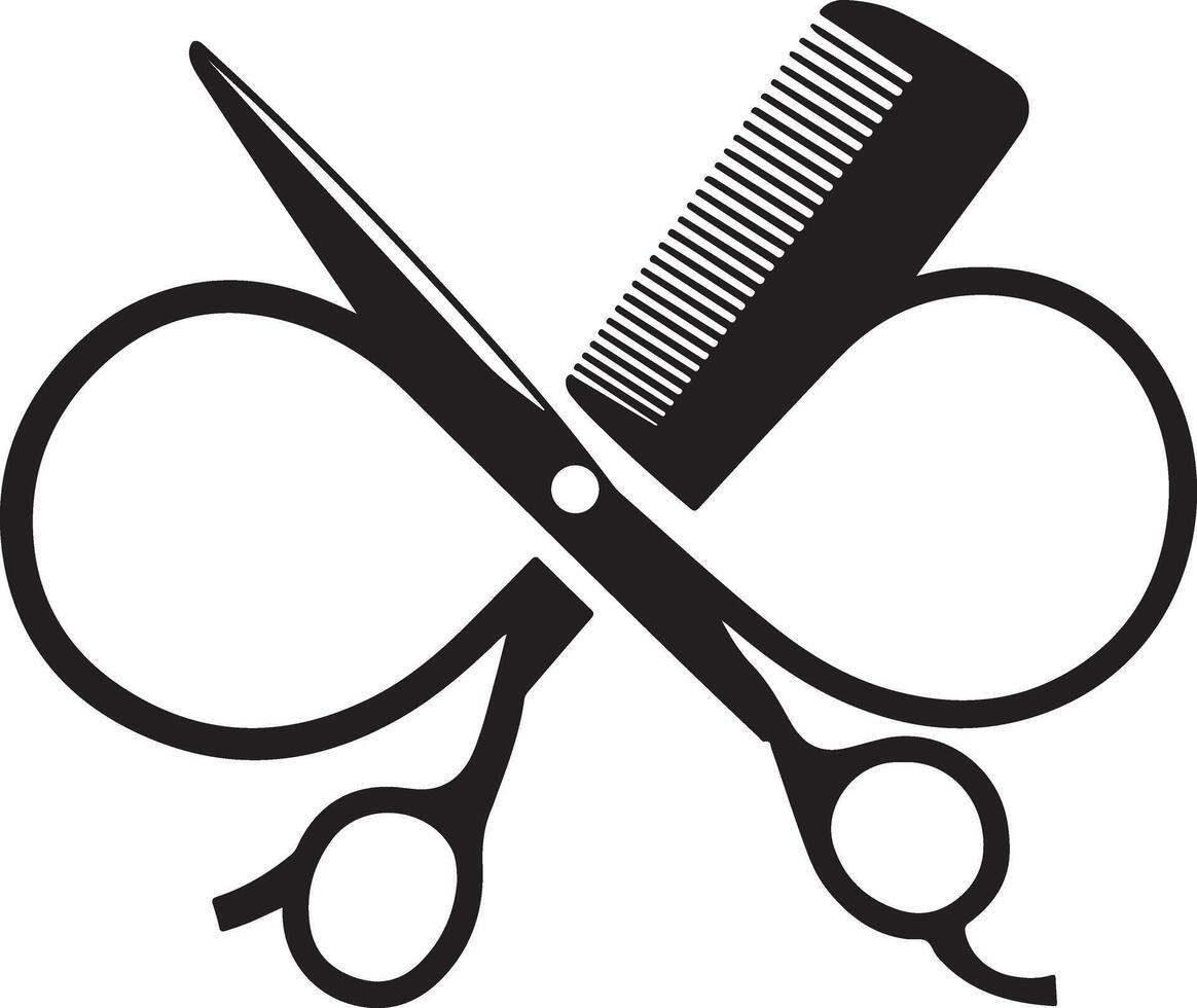 A pair of scissors and a comb symbol vector