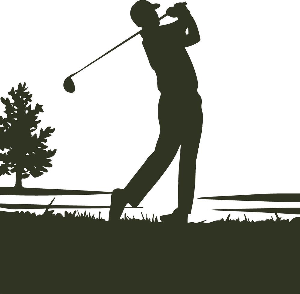 A minimalistic, hand-drawn doodle of a golfer swinging a club vector