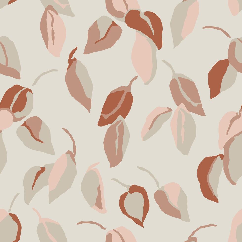 Retro geometrical leaves motif illustration seamless repeat pattern vector