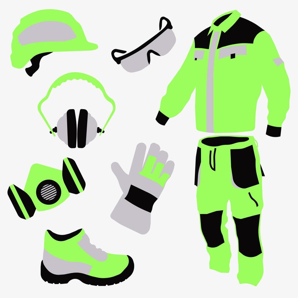 Bright work suit. Protection and safety in the workplace. vector