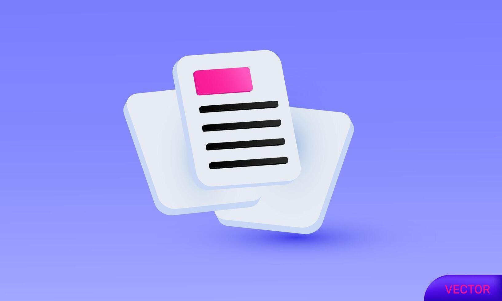 3d icon file document new concept realistic design vector