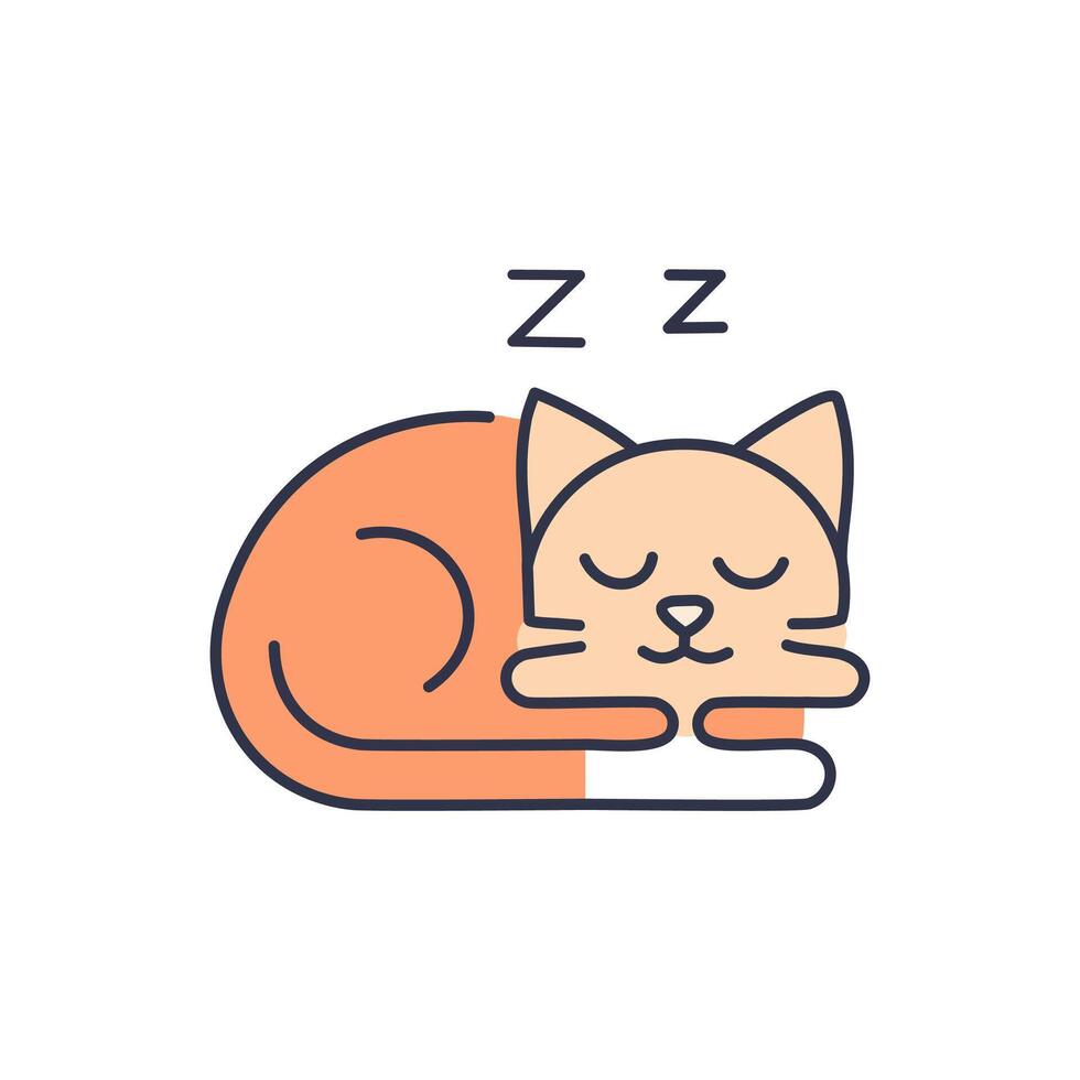 A cat sleeping on a white background vector