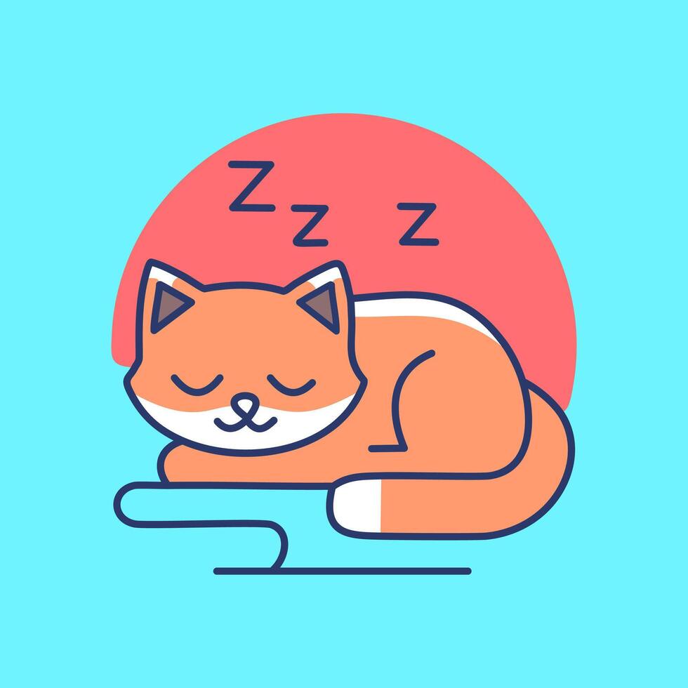 A cartoon cat sleeping on a pillow vector