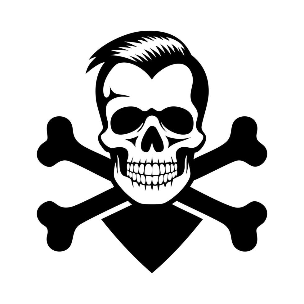 A skull with a bandana and crossbones vector