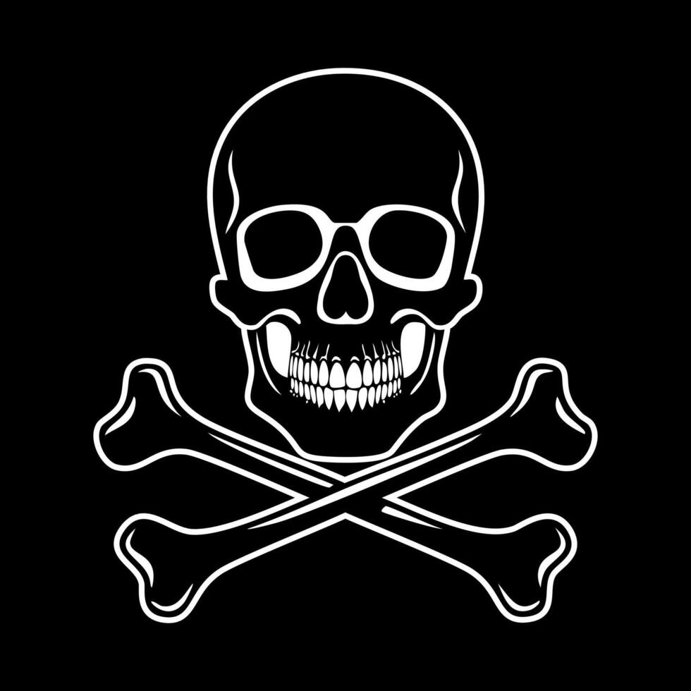 A skull and crossbones on a black background vector