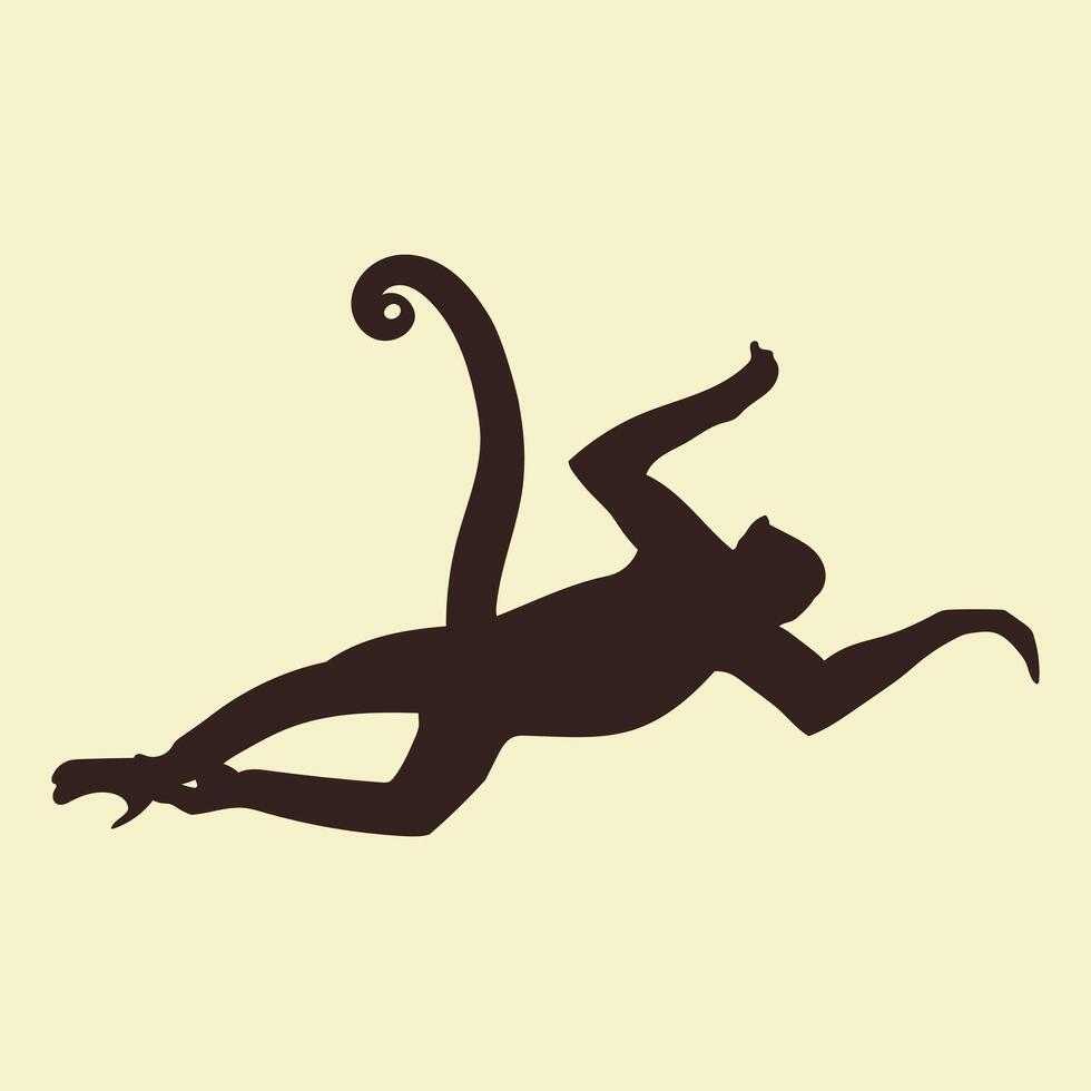A silhouette of a monkey falling down vector