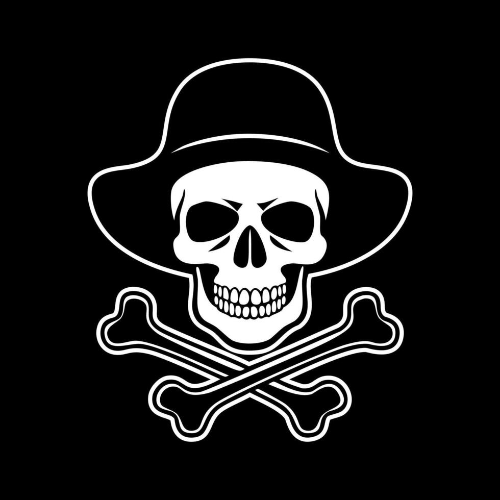 A skull and crossbones in a hat on a black background vector