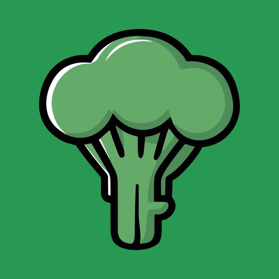 A broccoli icon on a green background vector