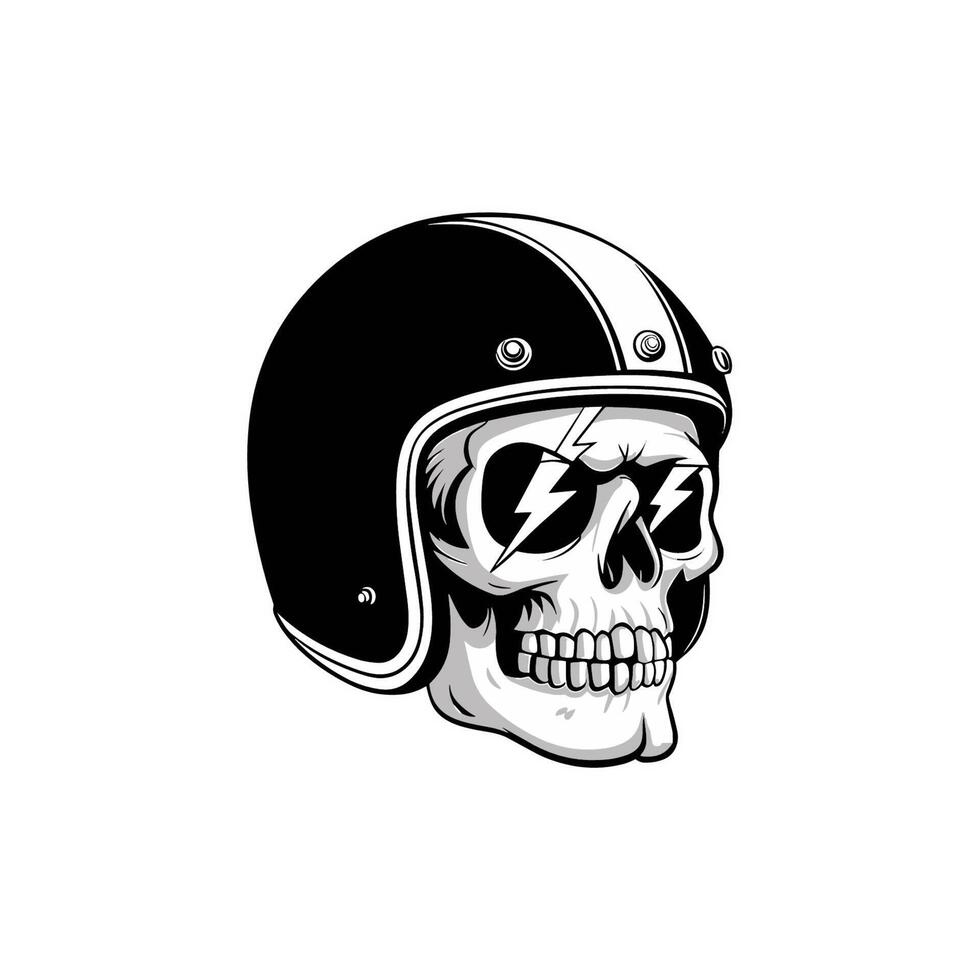 Skull in motorcycle helmet illustration vector