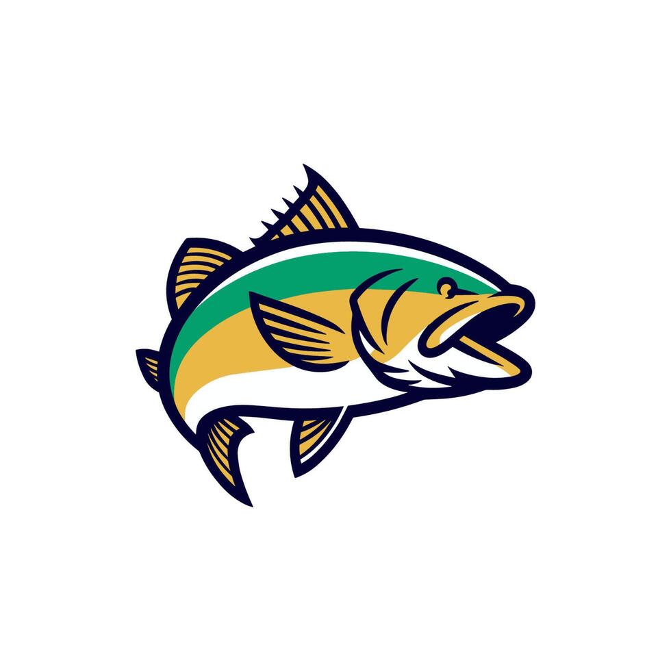 A fish with a yellow, green and white striped body vector