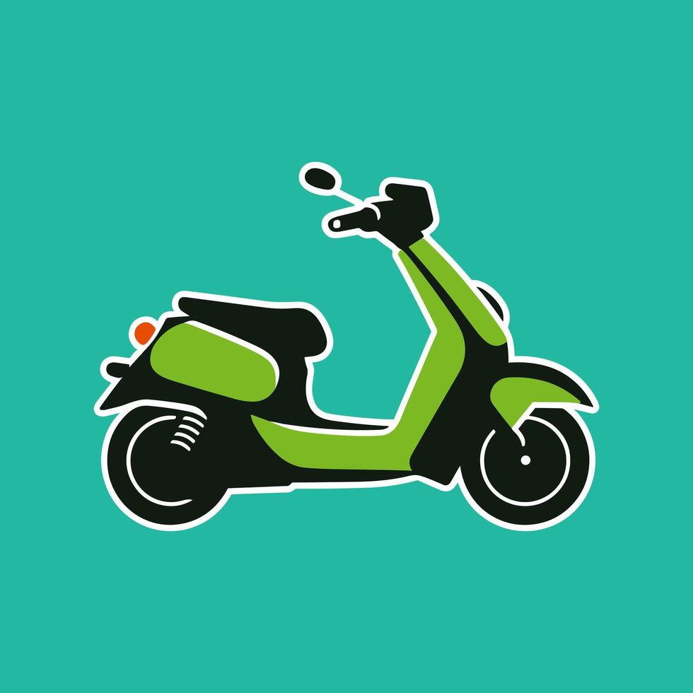 A green scooter on a blue background vector