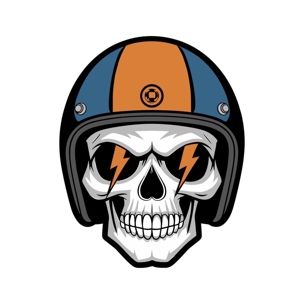 Skull with helmet and lightning bolt illustration vector
