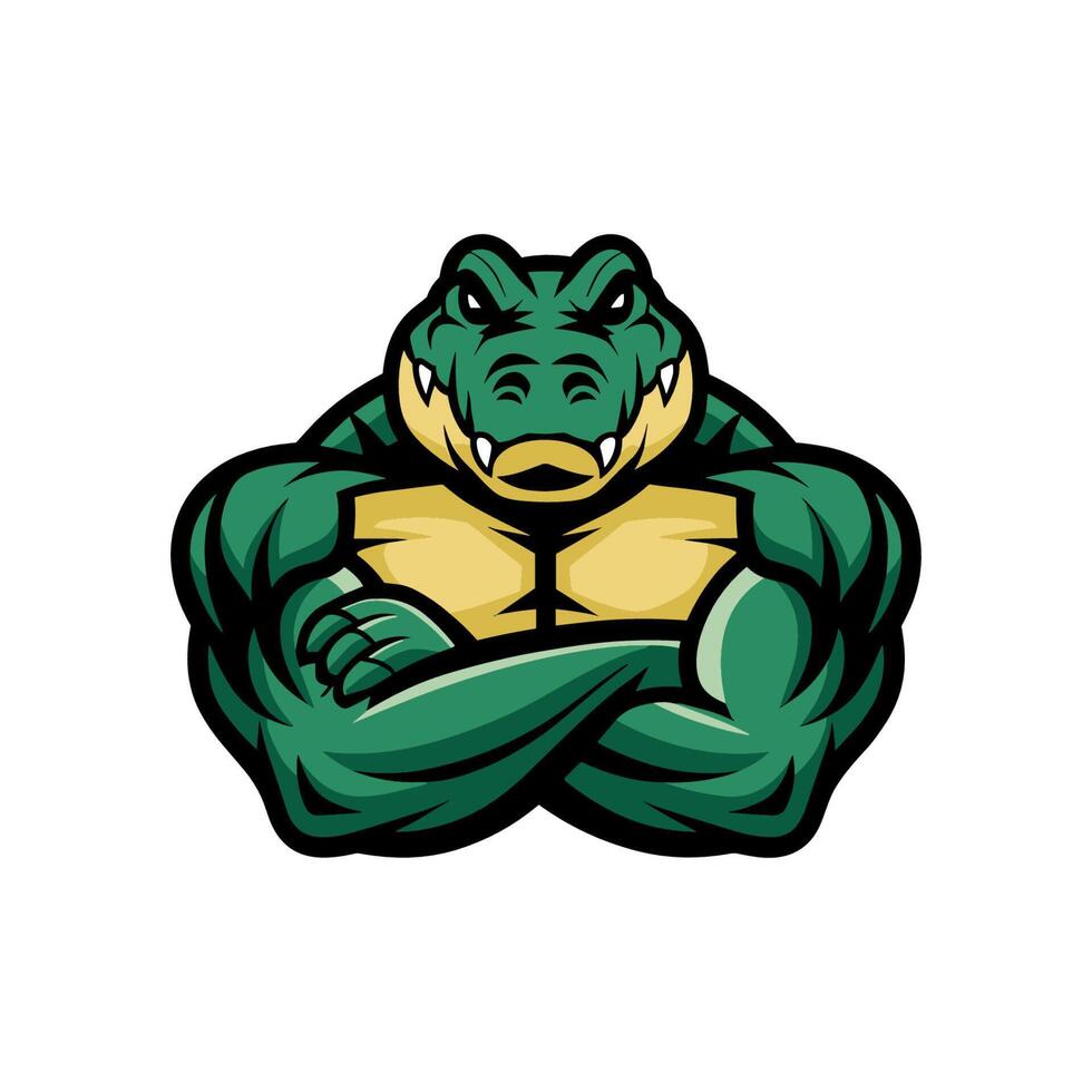 An alligator mascot with arms crossed vector