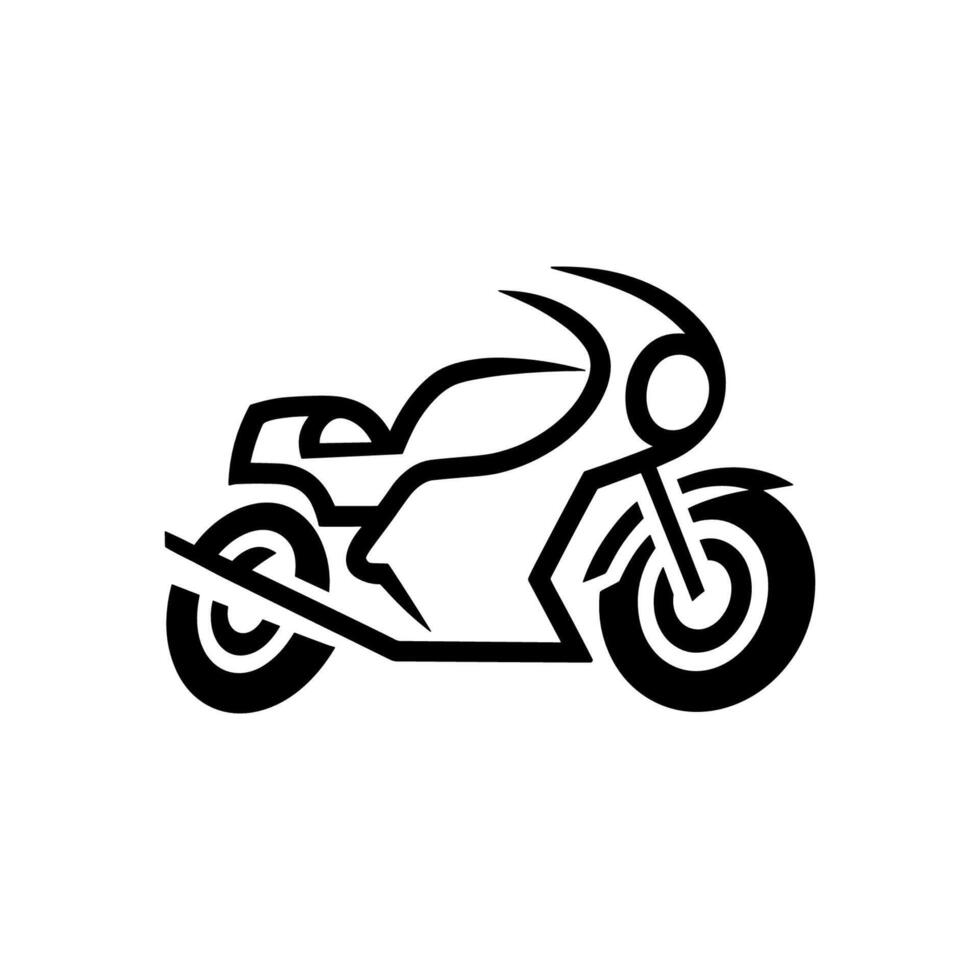 Motorcycle icon, black and white illustration vector
